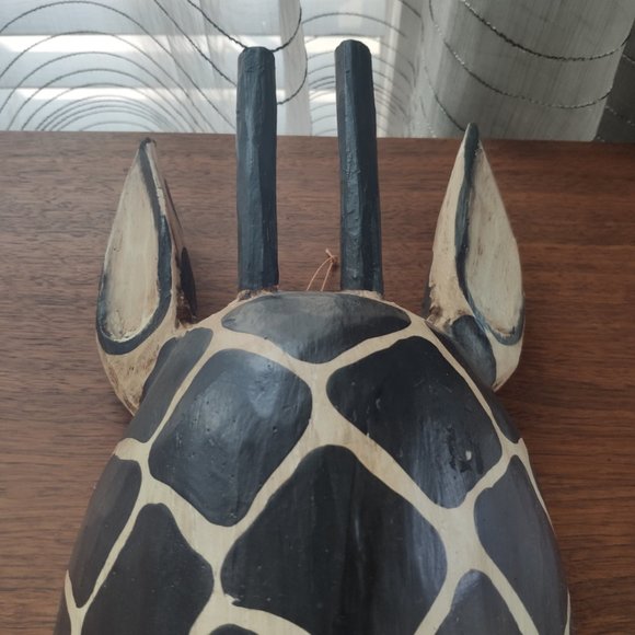 Wooden Hand Carved African Style Giraffe Large Vintage Mask 20" - Picture 3 of 7